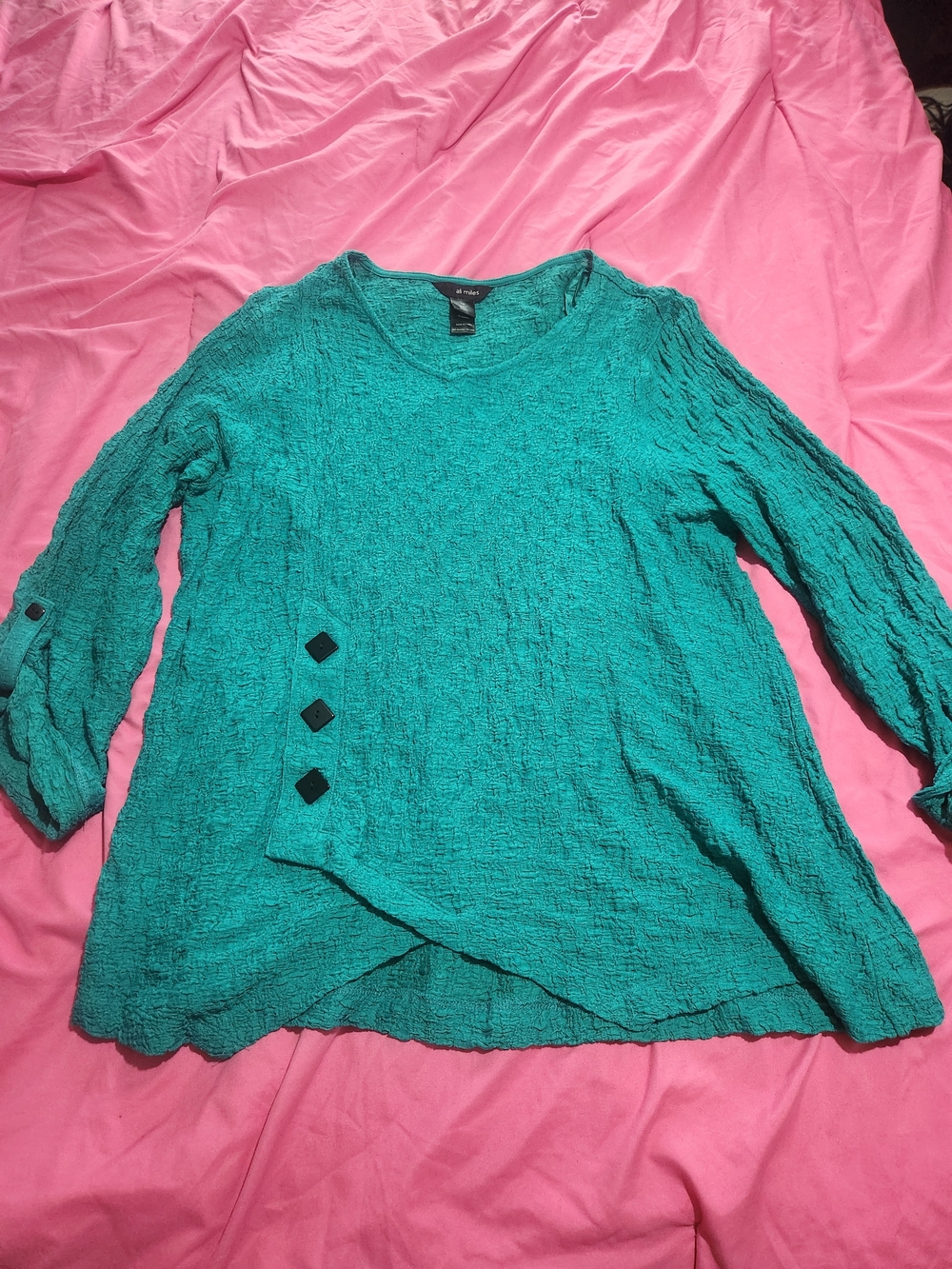 Ali Miles Teal Textured Tunic Top